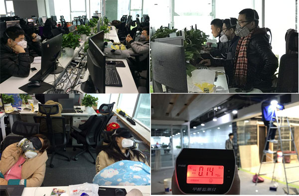 某公司員工戴防毒面具上班，辦公室異味是有多大？